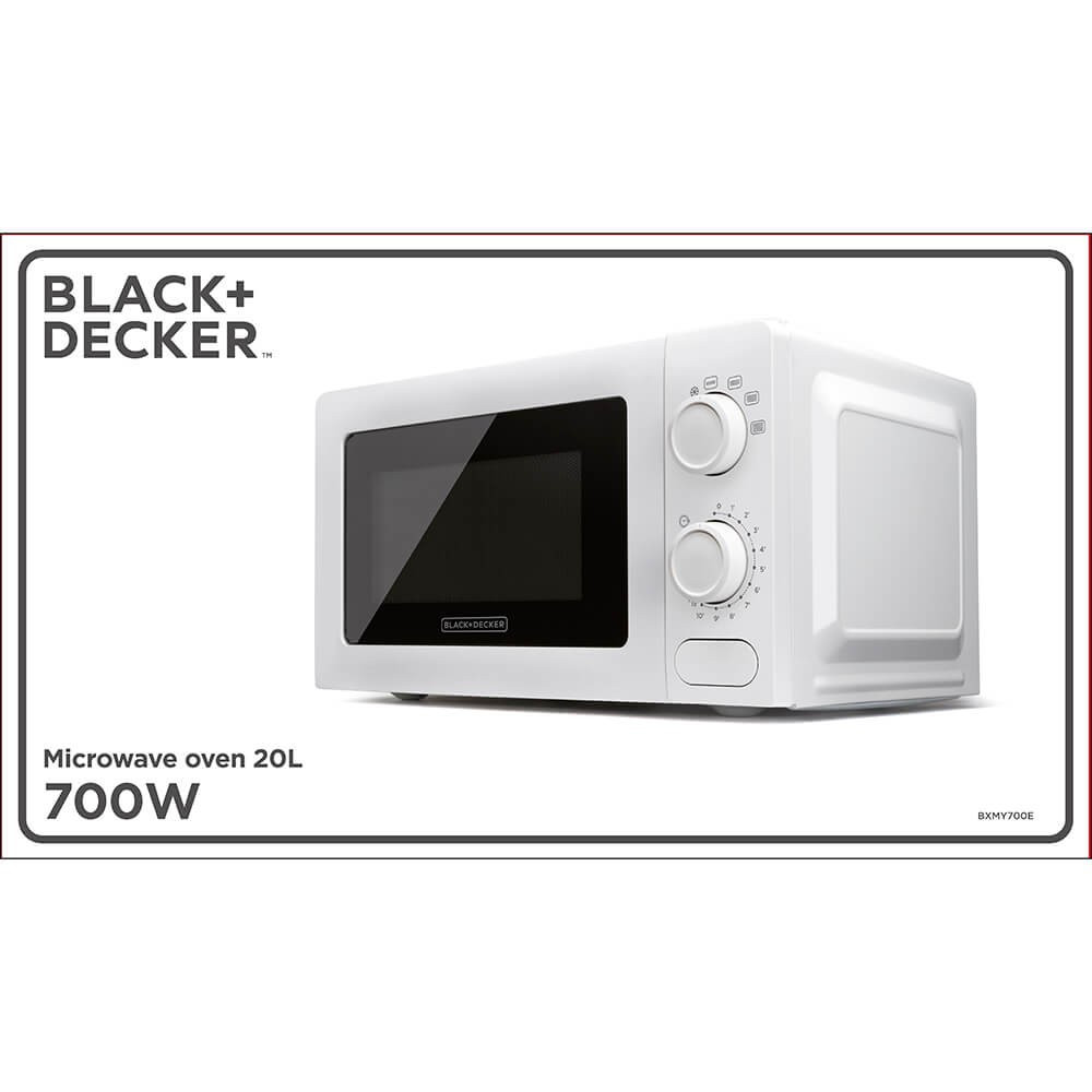 BLACK+DECKER Mikrobølgeovn 20L 700W Hvit