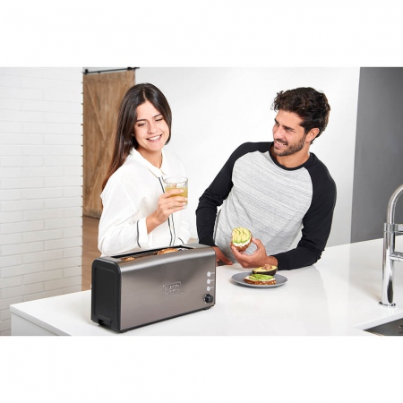 BLACK+DECKER Toaster Long Slot Brushed