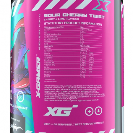 X-GAMER X-Tubz Sour Cherry Twist 60porsjoner - 600g