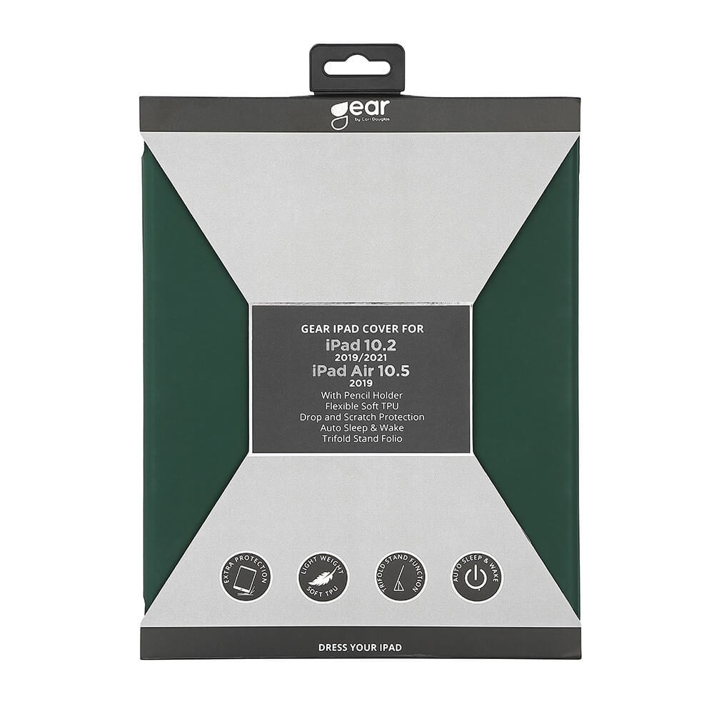 GEAR Cover Penpocket Soft Touch Green iPad 10,2" 2019/20/21 & Air 10,5" 2019