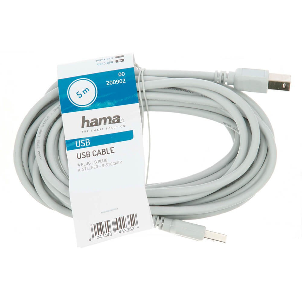 HAMA USB Cable 2.0 Grey 5.0m 10-pack