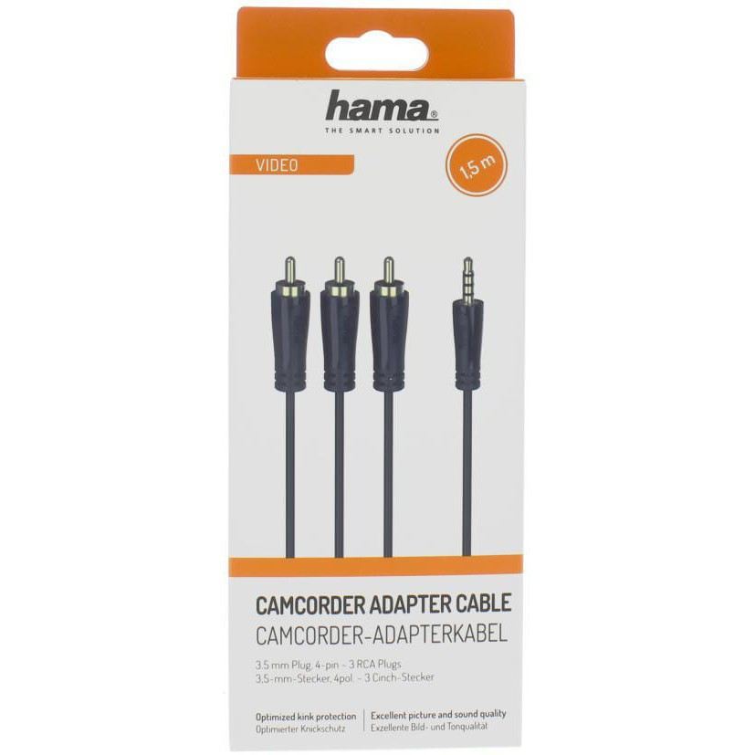 HAMA Kabel 4pin 3.5mm-3xRCA Guld Svart 1.5m