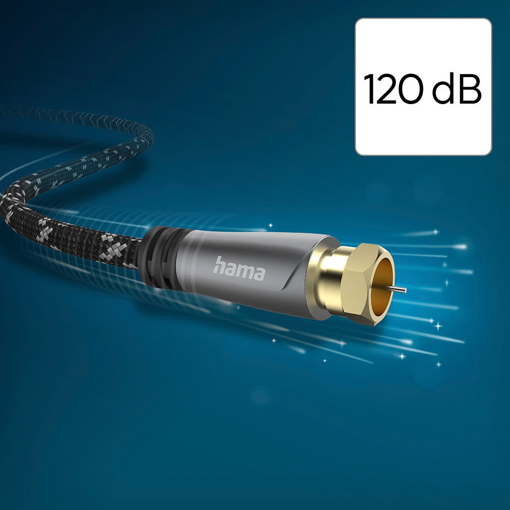 HAMA Antenna Cable SAT 120dB F-F Black/Grey 5.0m