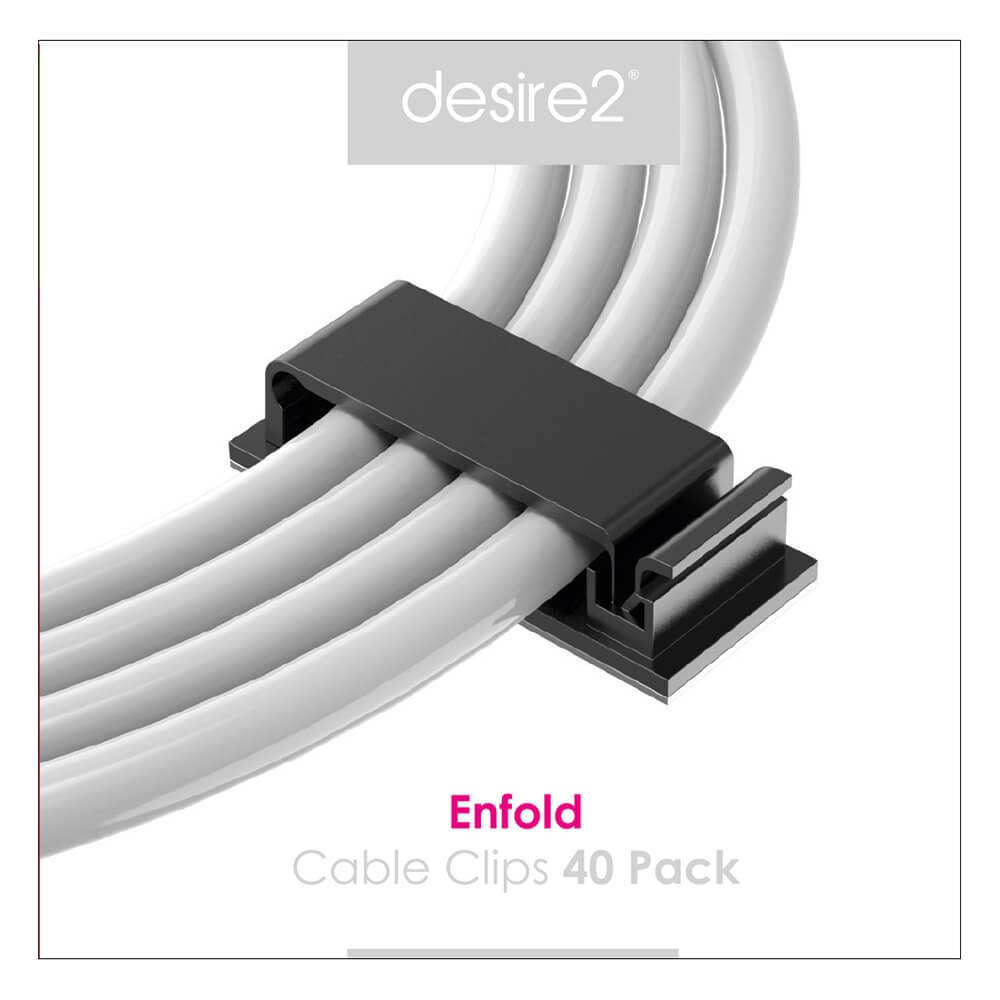 DESIRE2 Enfold Cable Clips Black 40-pack