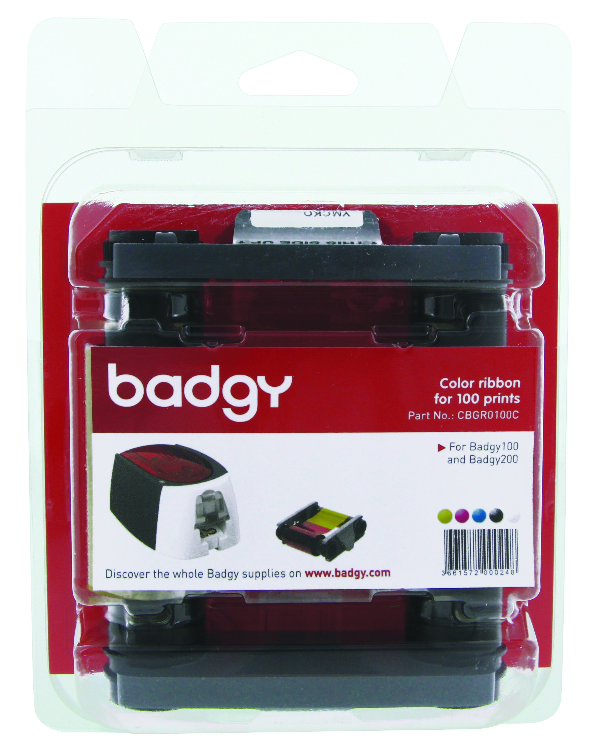 BildeBadgy YMCKO color ribbon 100 prints on roll