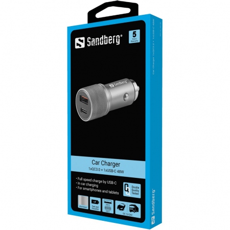 Sandberg Car Charger 1xQC3.0+1xUSBC 48W