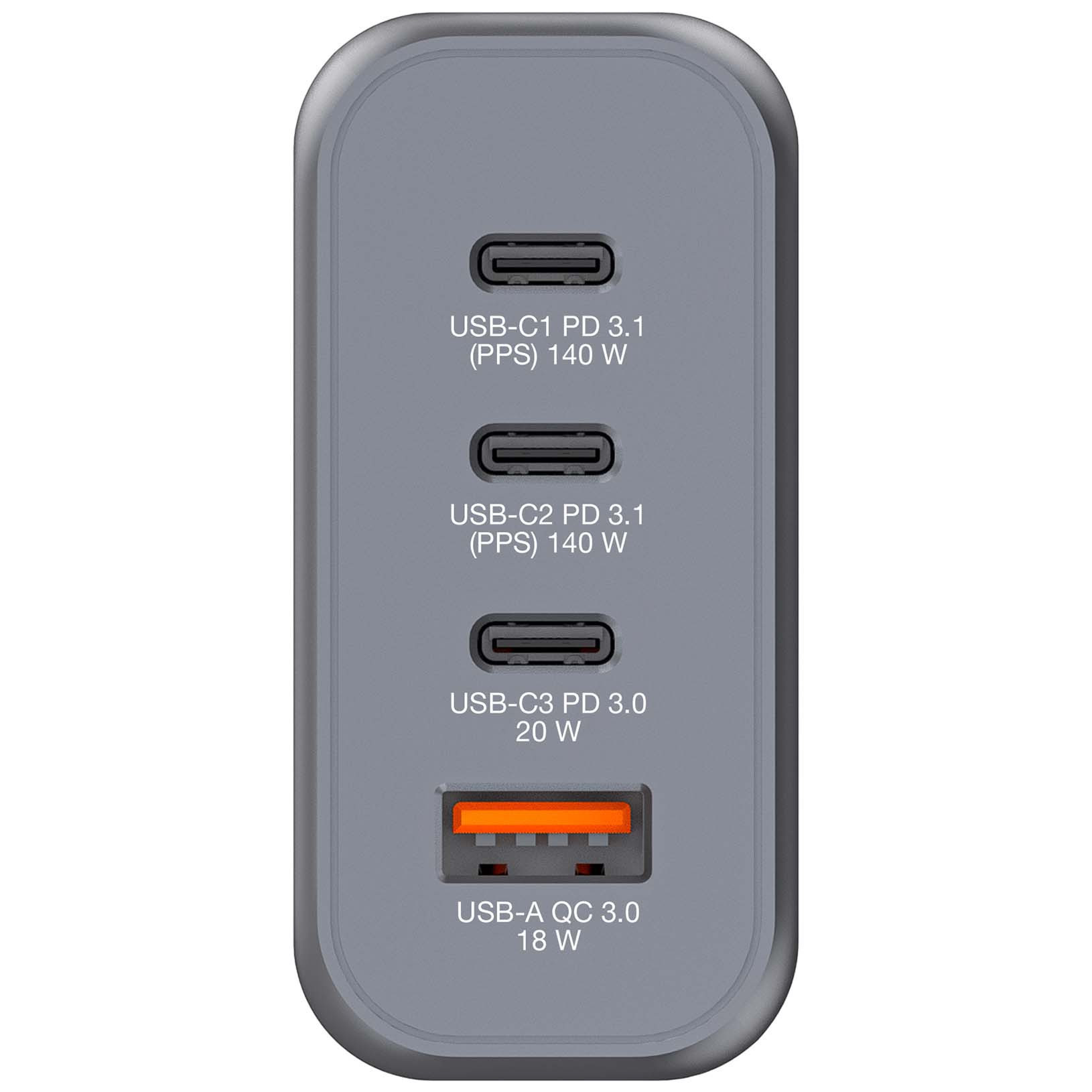 GNC-140 GaN Charger 4 Port 140W USB-A/USB-C
