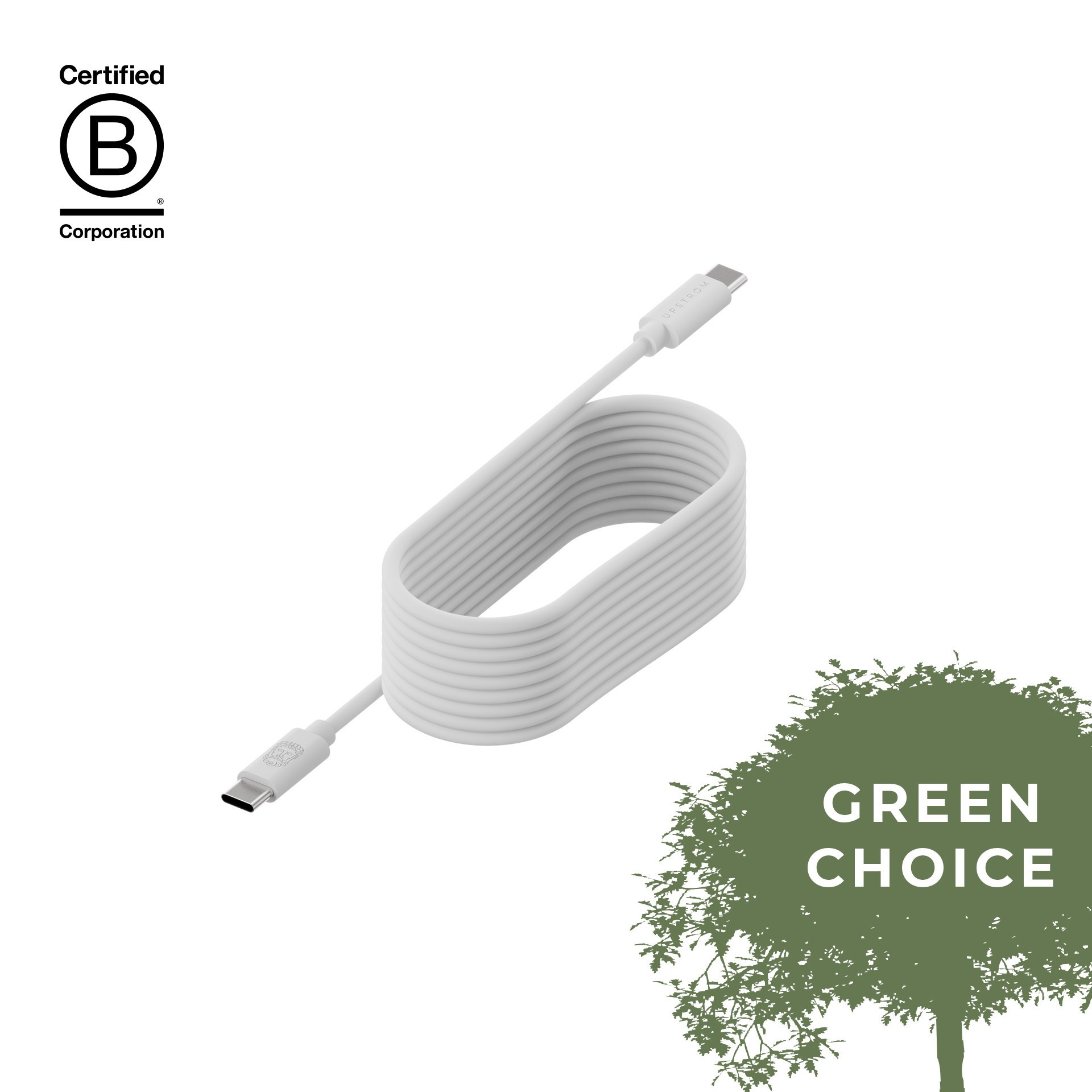 BildeUPSTR-M CIRKUL"R 100W USB-C to USB-C cable, White (1.2m)
