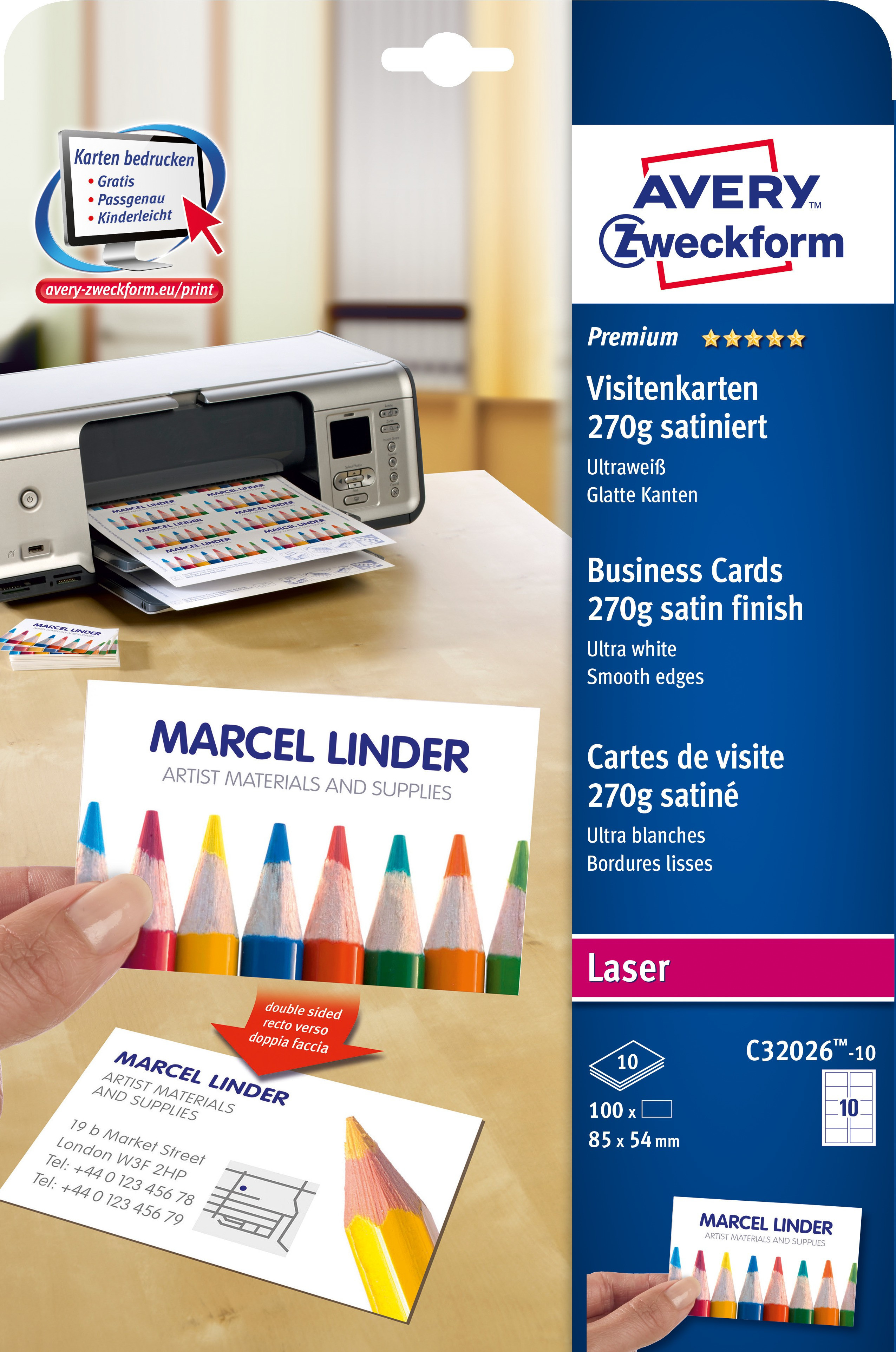 BildeVisitkortt premium 270g 85x54 (100)