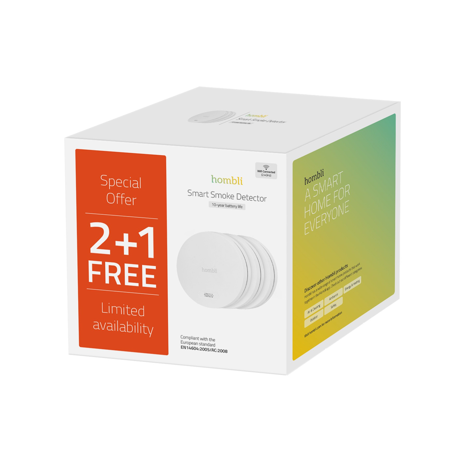 HOMBLI Smart Smoke Detector White Promo 3-Pack