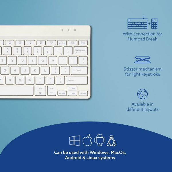R-Go Compact Break ergonomic wireless keyboard, White Nordic