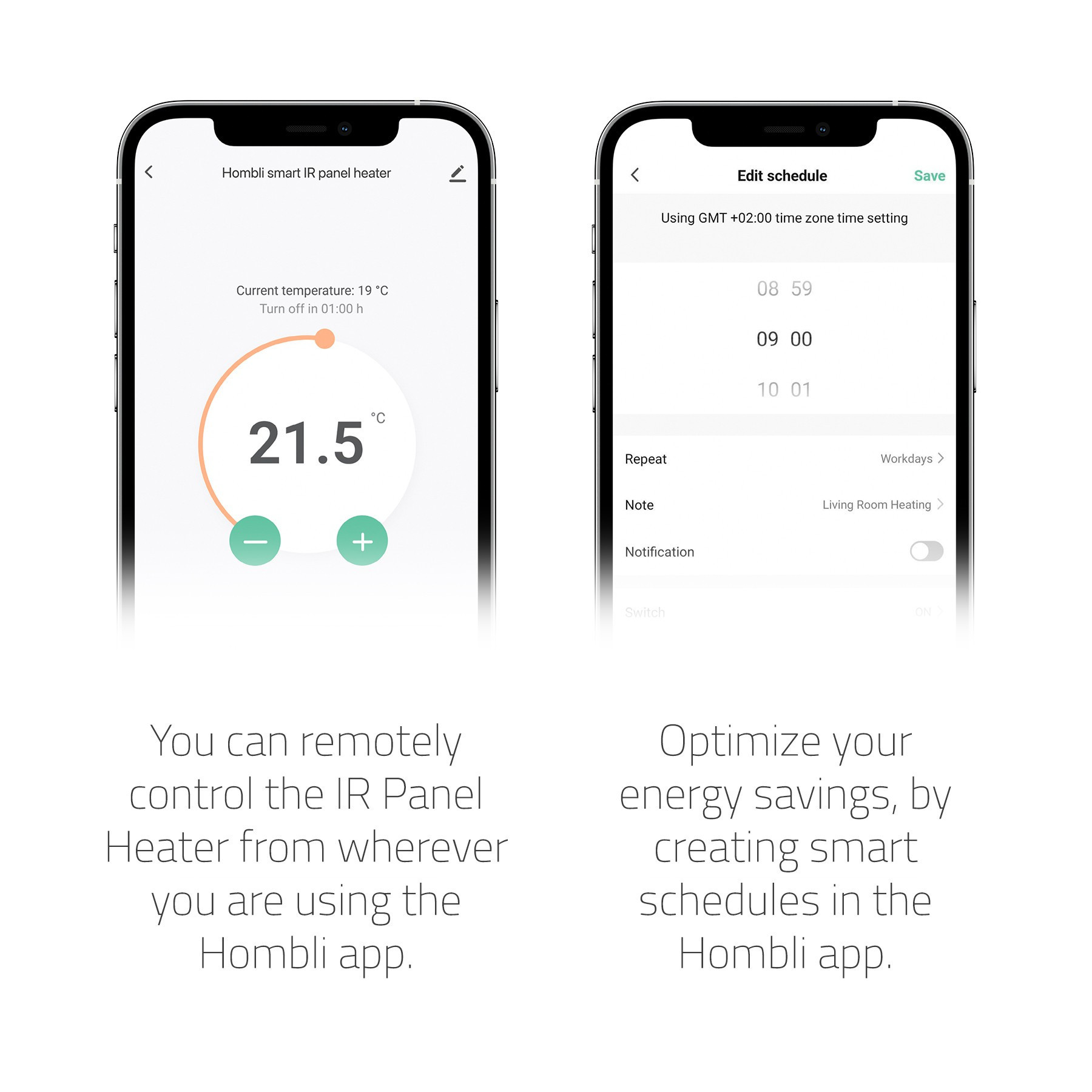 Hombli Smart Infrardt Varmepanel 700W, Hvit Metal