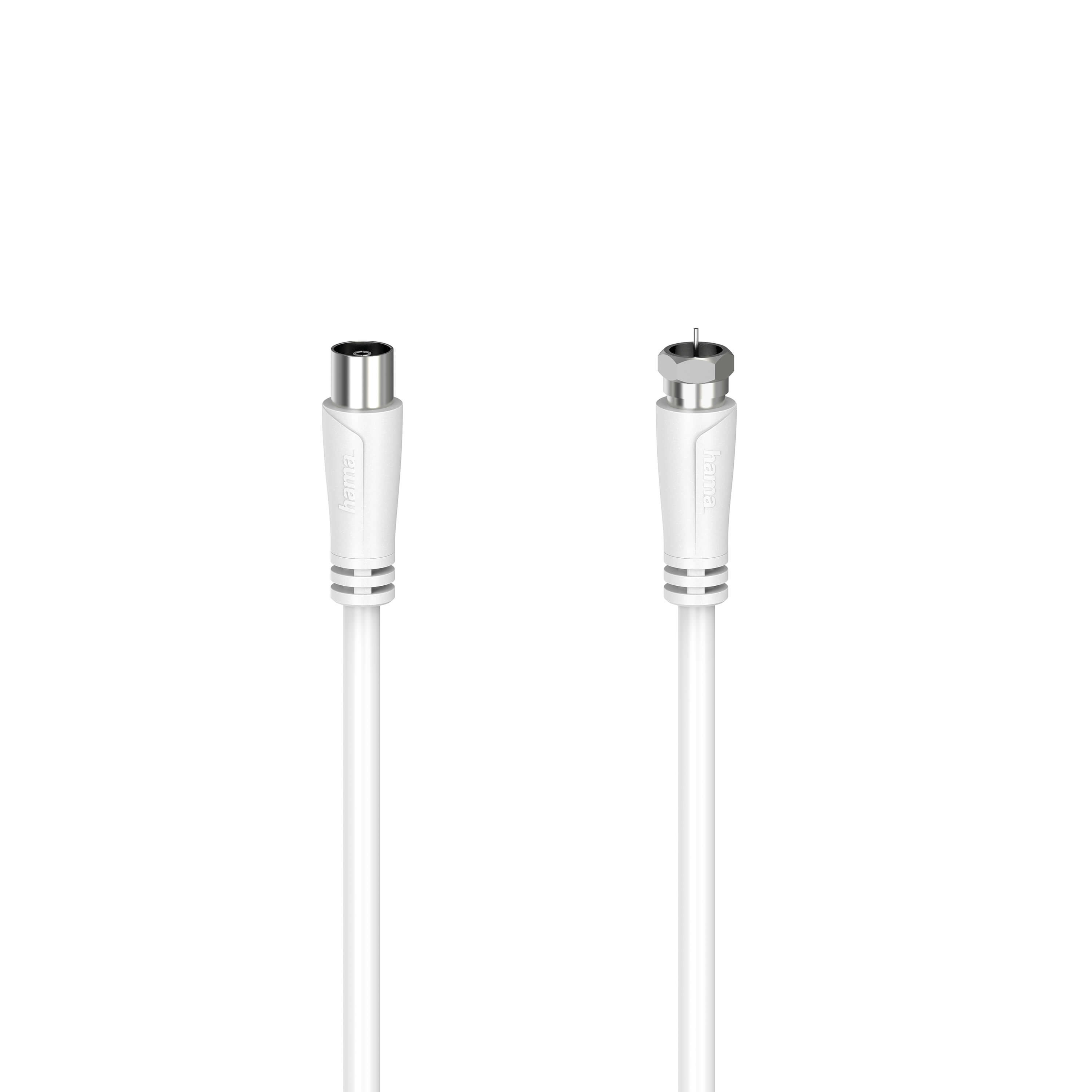 HAMA Kabel Antenn SAT 90dB F-Plug-Coax Hona Vit 1.5m
