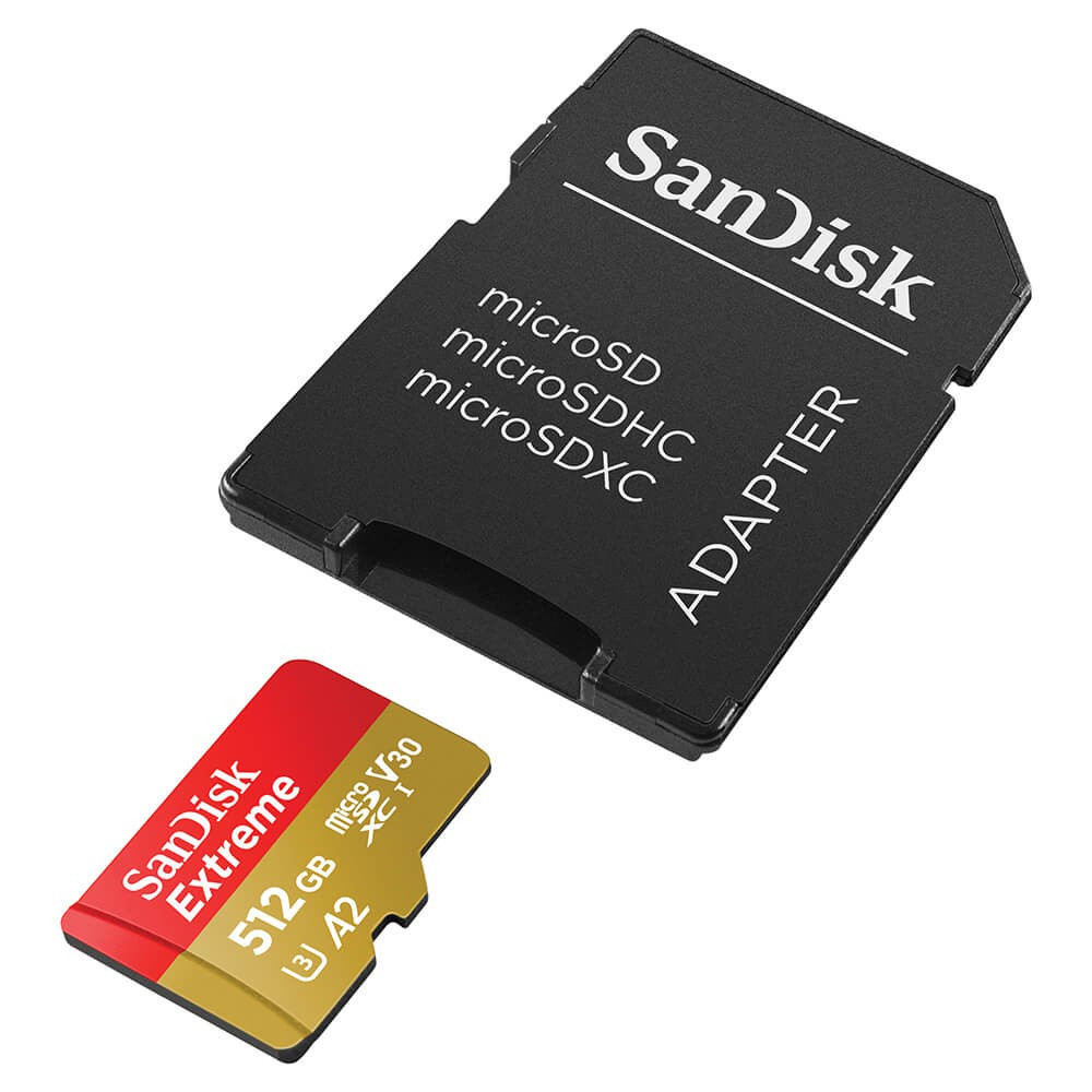 BildeSANDISK MicroSDXC Extreme 512GB Adapter 190MB/s A2 C10 V30