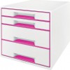 Skuffekabinett 1 Wow 4 Sk. Hvit/rosa