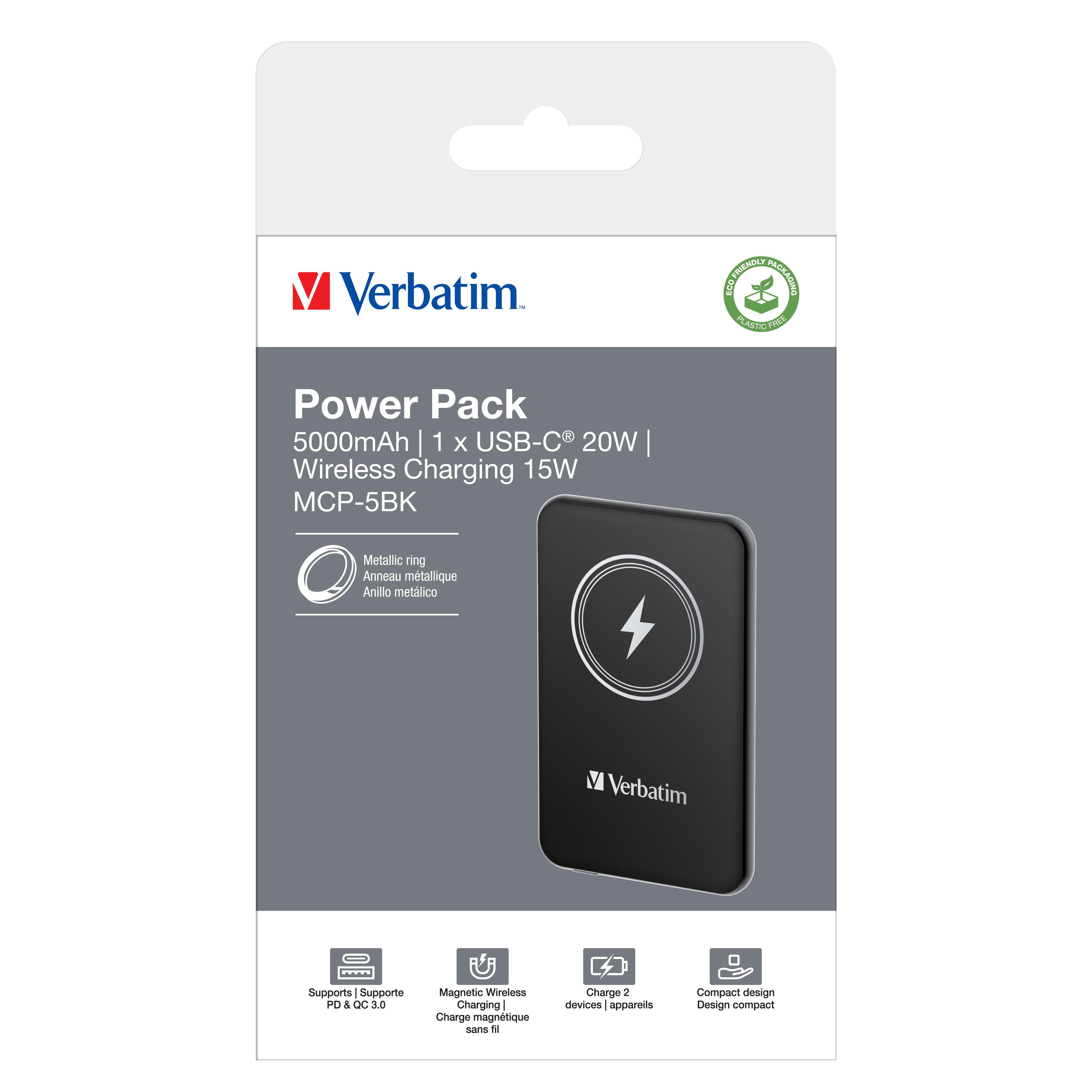 Charge ´n´ Go Magnetic Wireless Power Bank 5000, Black