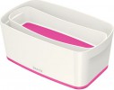 Oppbevaringsboks 1 M/lokk S Hv/rosa (4 s...