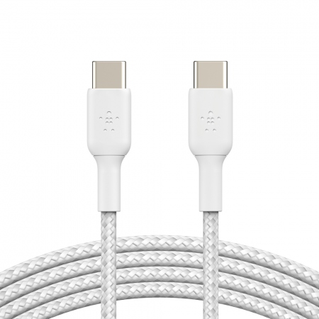 USB-C to USB-C Braided PVC 2m Twin Pack, White