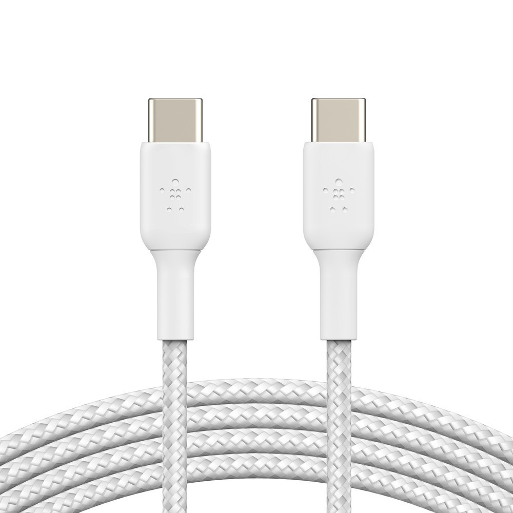 USB-C to USB-C Braided PVC 2m Twin Pack, White