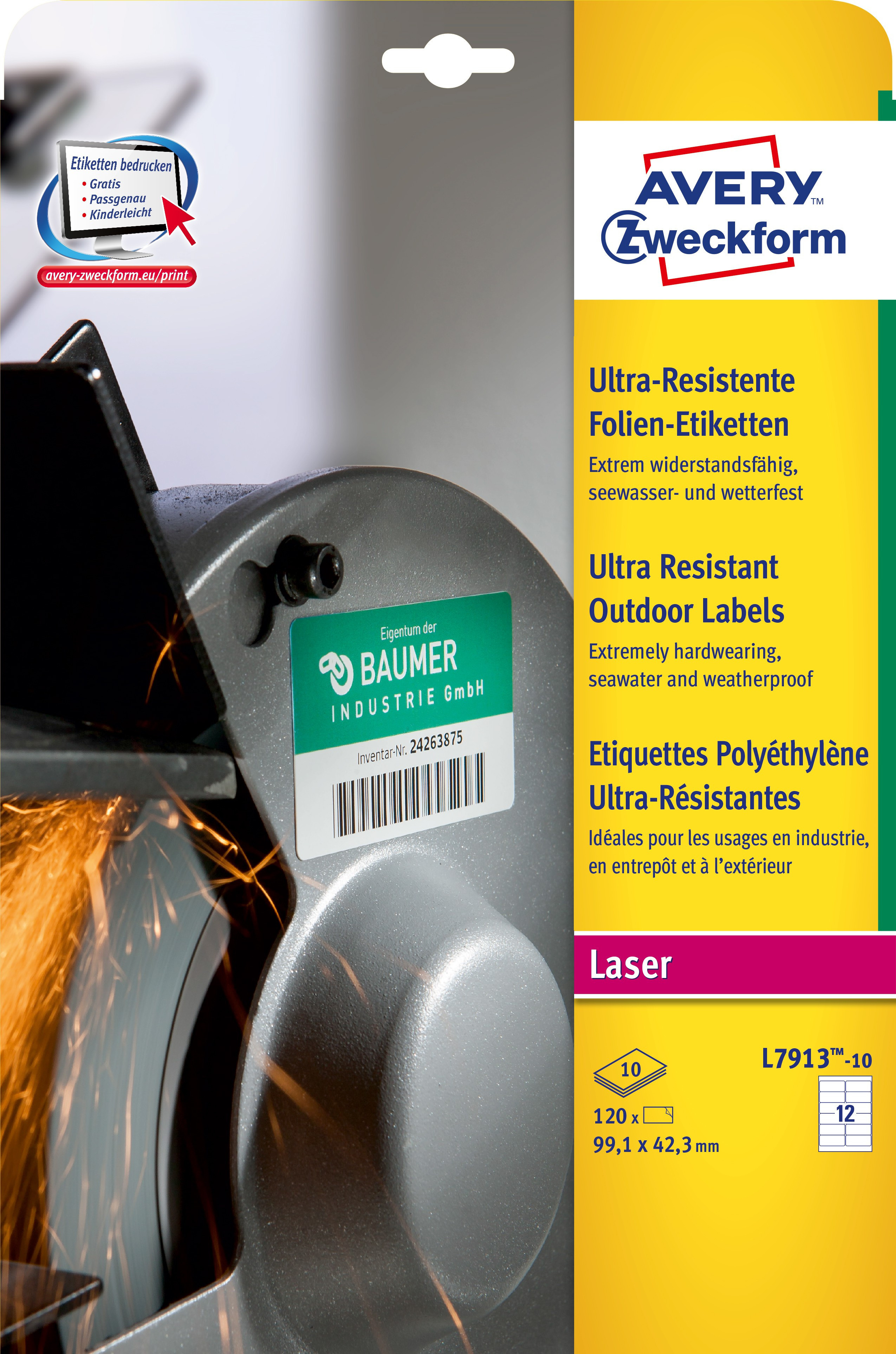 BildeAvery L7913-10 Ultra resistant Stretchable labels 99,1x42,3