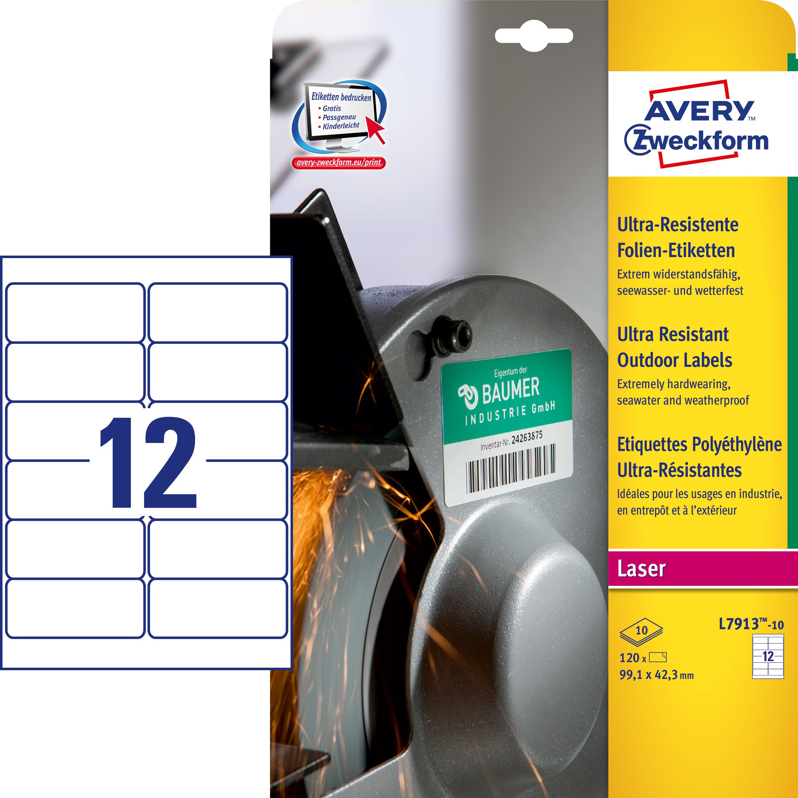 Avery L7913-10 Ultra resistant Stretchable labels 99,1x42,3