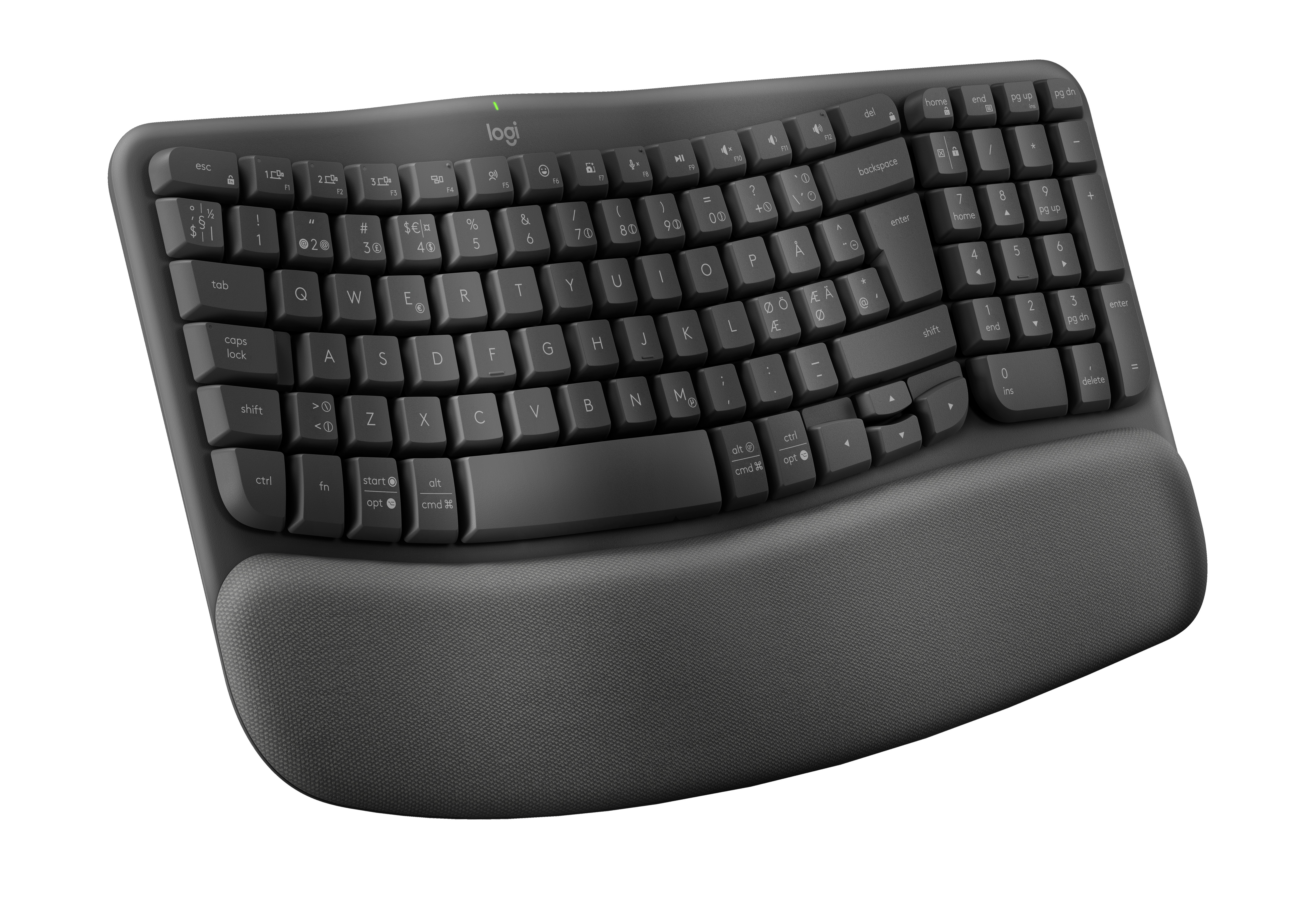 Wave Keys wireless ergonomic keyboard, Graphite (Nordic)