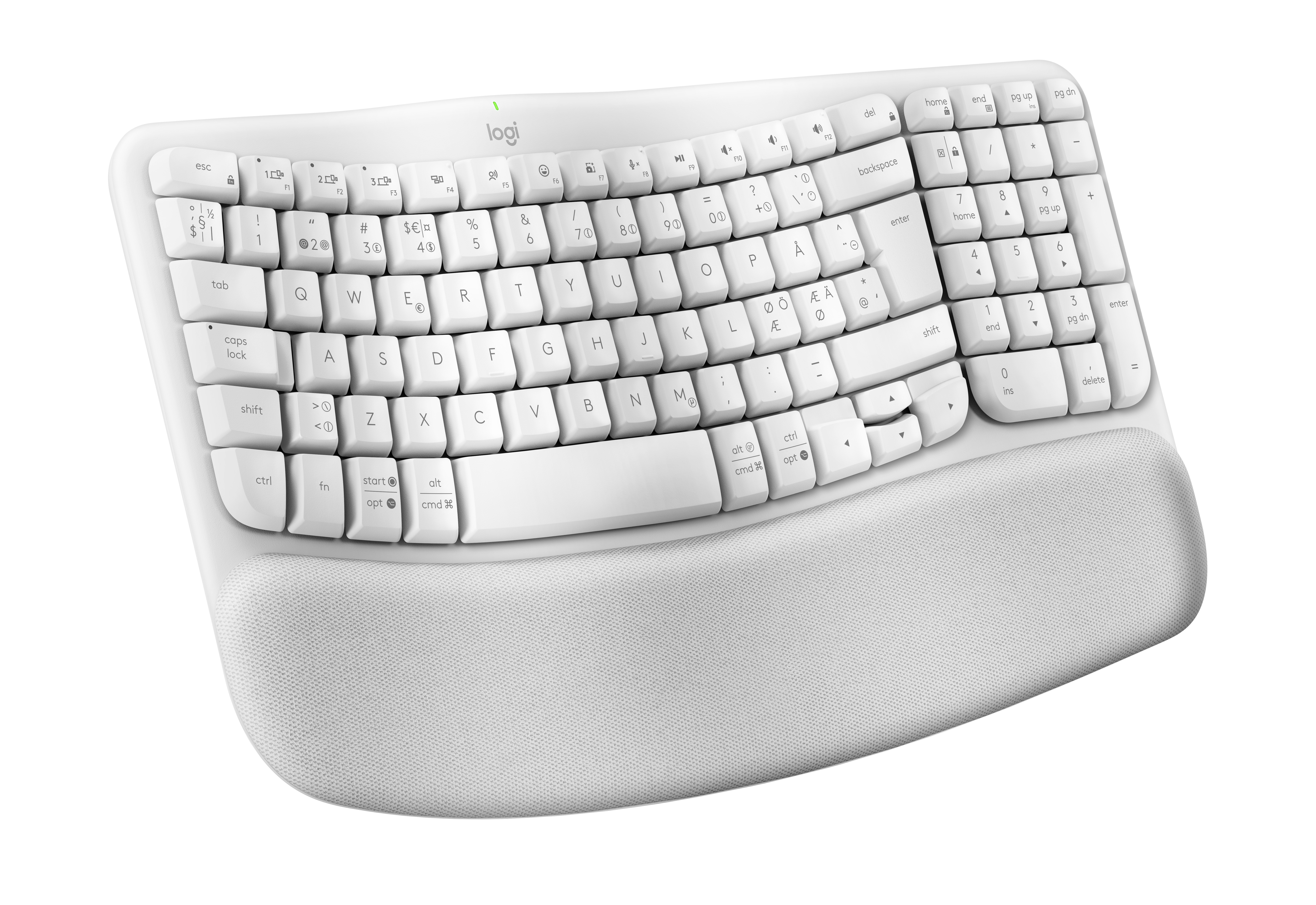 Wave Keys wireless ergonomic keyboard, Off-white (Nordic)