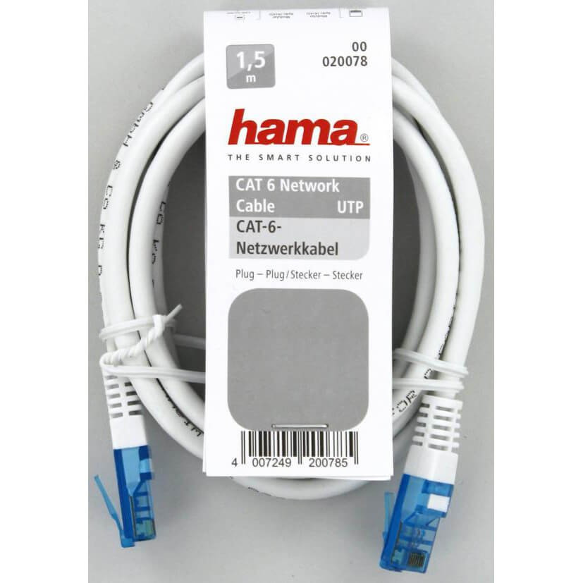 HAMA Nettverkskabel CAT6 UTP Bulk Hvit 1.5 m