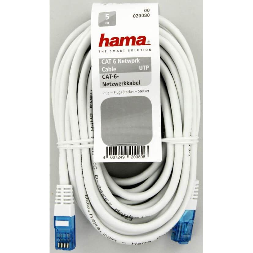 HAMA Nettverkskabel CAT6 UTP Bulk Hvit 5 m