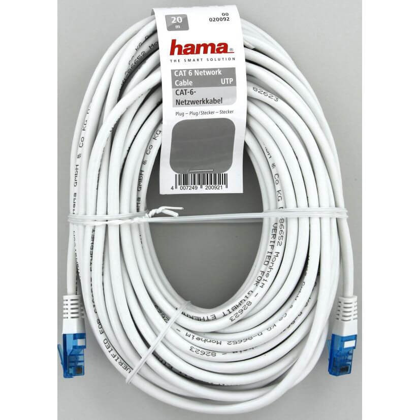 HAMA Nettverkskabel CAT6 UTP Bulk Hvit 20 m
