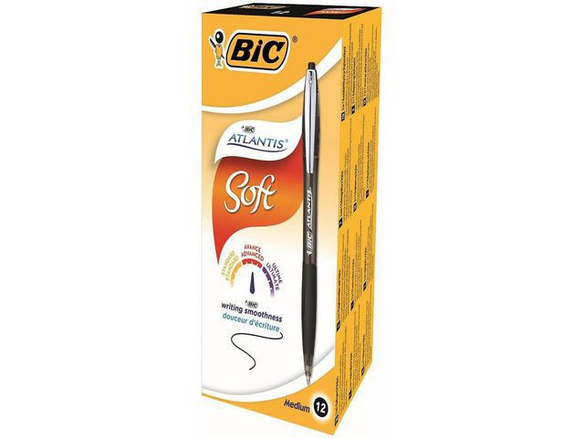 BildeKulepenn Bic Atlantis 1,0 Sort (12 stk)