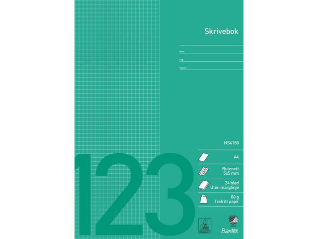 BildeSkrivebok Bantex A4 80G 5X5Mm Rutet (25 stk)