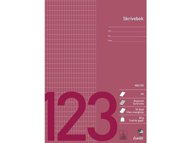 BildeSkrivebok Bantex A4 80G 5X10Mm Rutet (25 stk)