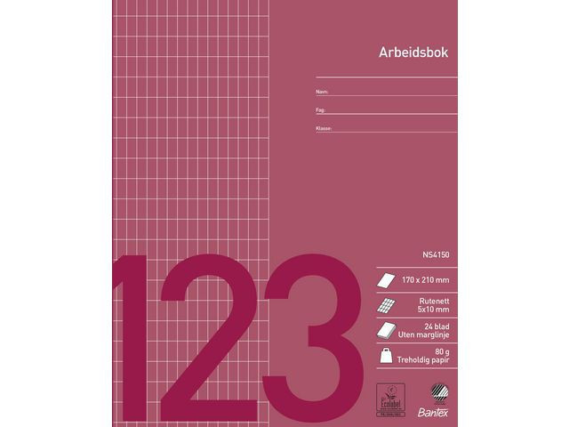 BildeArbeidsbok Bantex 17X21 80G 5X10 Rutet (15 stk)