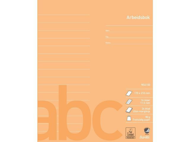 BildeArbeidsbok Bantex 17X21 80G 11,5Mm Linj. (15 stk)