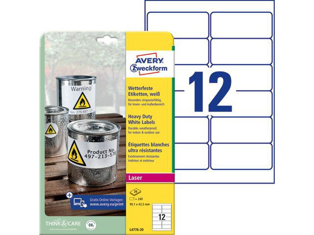 BildeEtikett Avery Polyester 99,1X42,3Mm (240 stk)