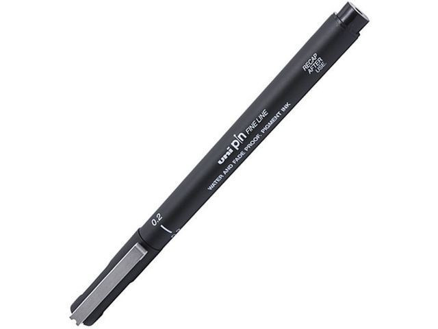 BildeFiberpenn Uni Pin 02 0,2Mm Sort (12 stk)