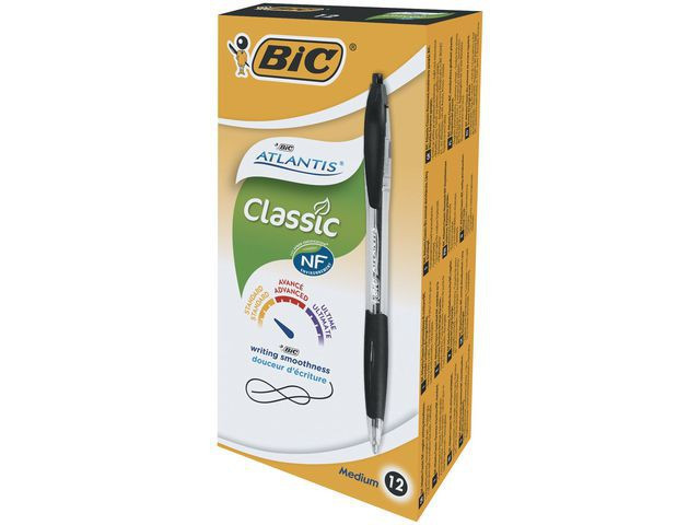 BildeKulepenn Bic Atlantis Classic M Sort (12 stk)
