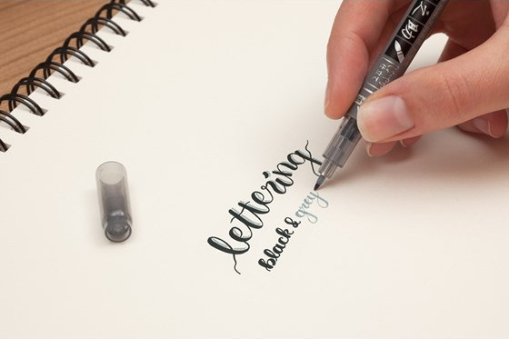 TOMBOW Fudenosuke Brush pen Twin myk sort+gr