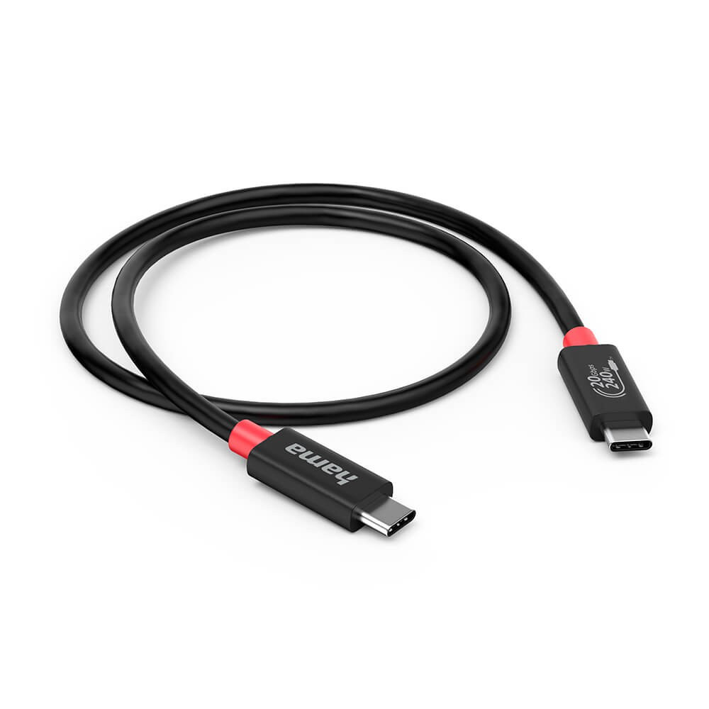 HAMA Cable USB-C USB 4.0 Gen2 20 Gbit/s 240W 2.0m Black
