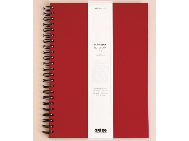 BildeNotatbok Grieg A4 100G 160S Linjer Rød