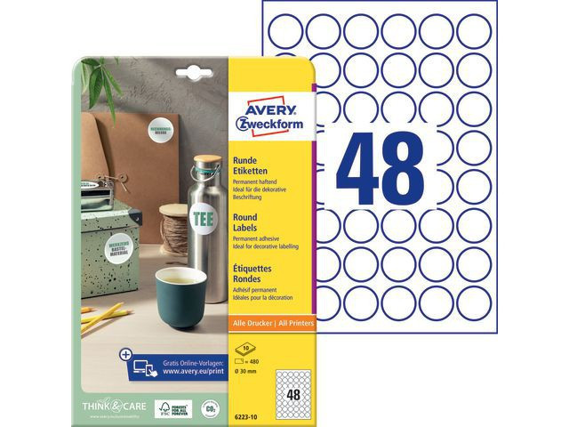 BildeEtikett Avery Rund Ø30Mm (480 stk)