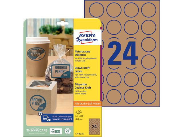 BildeEtikett Avery Ø40Mm Brun (600 stk)