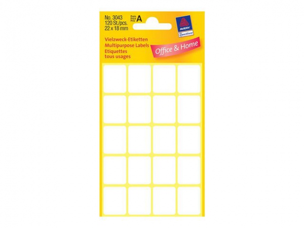 Etikett Avery Manuell 18X22Mm Hvit (120 stk)