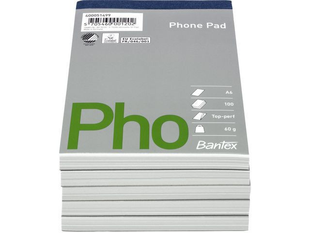 BildeTelefonblokk Bantex A6 100S 60G (5 stk)