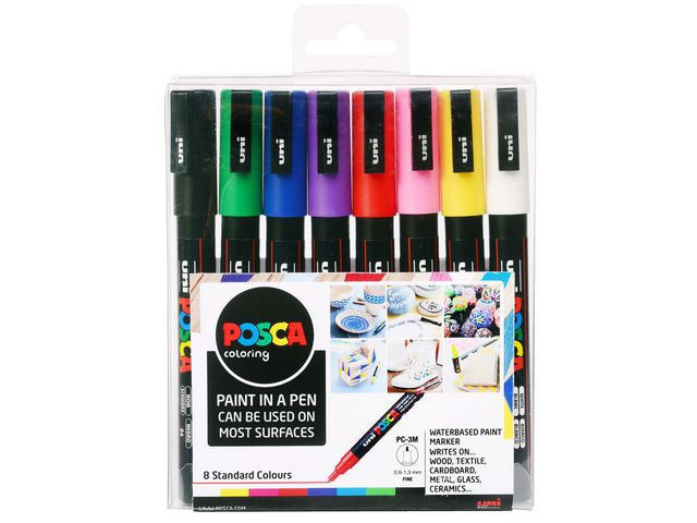 BildePaintmarker Uni Posca Pc-3M Ass Std (8 stk)