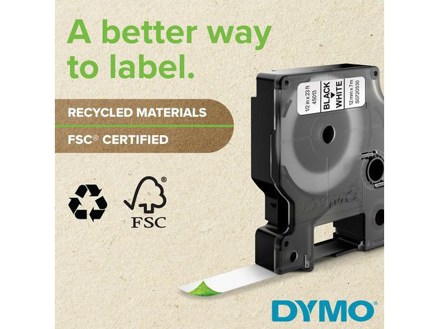 BildeTape Dymo D1 19Mm X 7M Sort/Hvit (10 stk)
