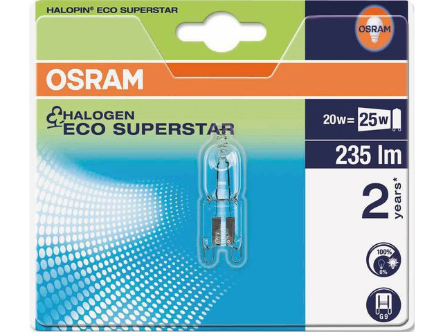 BildeLyspære Osram Halopin 20W/1027 G9 (10 stk)