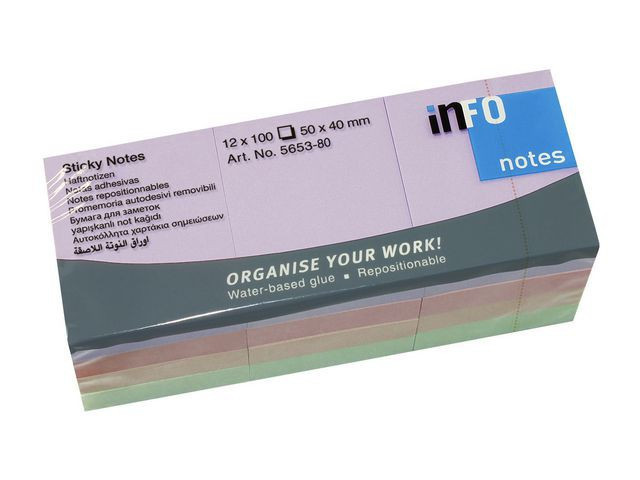 BildeNotatblokk Info 50X40Mm Pastell (12 stk)