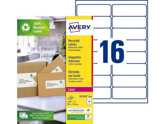 BildeEtikett Avery Resirk. 99,1X33,9 (1600 stk)
